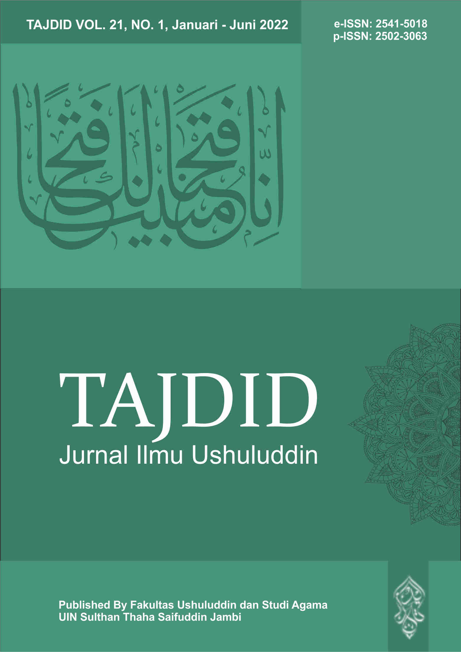					View Vol. 21 No. 1 (2022): Kajian Ilmu Ushuluddin dan Studi Agama
				